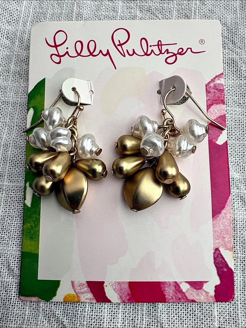 Lilly Pulitzer Mixed-Tone Cluster Drop Earrings NWT